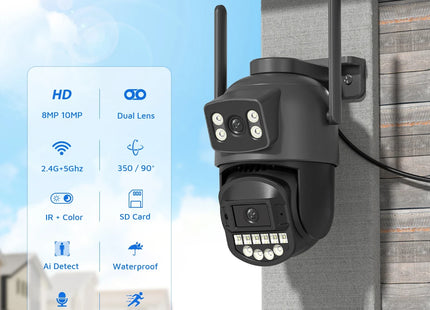 Camera 8MP 5K Outdoor Dual Lens Dual Screen 5G WIFI Camera
