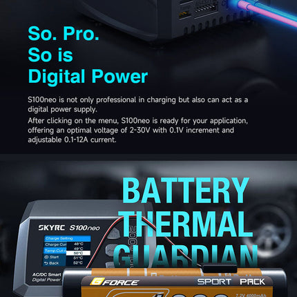 SKYRC S100neo AC100W/DC200WDual Channel Lipo Charger