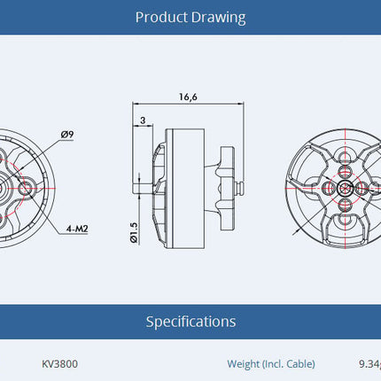 Tmotor F1404 Motor (2900kV / 3800kV / 4600kV)