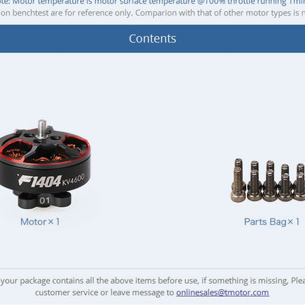 Tmotor F1404 Motor (2900kV / 3800kV / 4600kV)