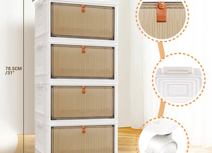 3/4/5 Tier Stackable Storage Boxes with Lids - Thickened Portable Units