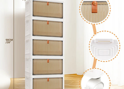 3/4/5 Tier Stackable Storage Boxes with Lids - Thickened Portable Units