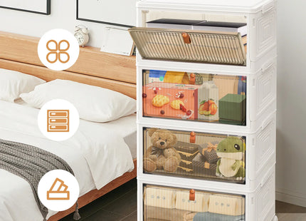 3/4/5 Tier Stackable Storage Boxes with Lids - Thickened Portable Units