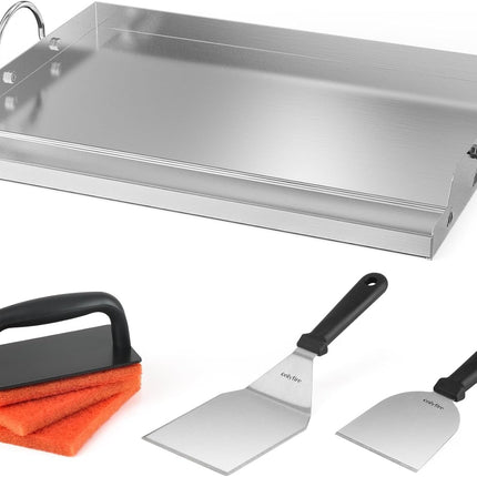 Onlyfire 23" Stainless Steel BBQ Griddle Plate with Spatula & Scraper Kit