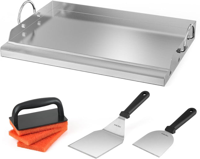 Onlyfire 23" Stainless Steel BBQ Griddle Plate with Spatula & Scraper Kit