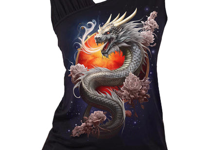SUN DRAGON - Gathered Shoulder Slant Vest Black