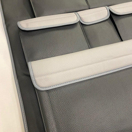For VW T5 / T5.1 Transporter Double Back Seat Organiser (Black with Grey Lids)