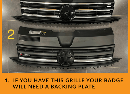 For VW T6 Front R-Line Badgeless Grille Gloss Black Upgrade Styling Kit - Van-X