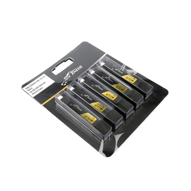 Tattu 270mAh 3.8V 75C 1S1P HV 5x LipoBattery Pack with JST-PHR 2.0 Plug (65x / 75x Whoop Lipo)