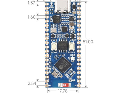 Waveshare ESP32-S3 Microcontroller, 2.4 GHz Wi-Fi Development Board Dual-core Processor, 23803