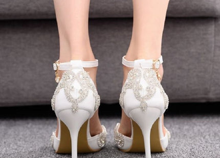 Rhinestone Stiletto Pointed Heel Women Shoes, Size:40(White)