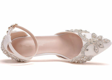 Rhinestone Stiletto Pointed Heel Women Shoes, Size:40(White)