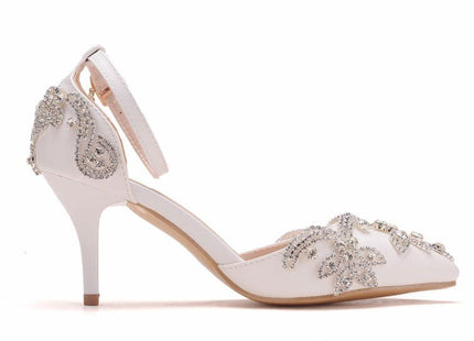 Rhinestone Stiletto Pointed Heel Women Shoes, Size:40(White)