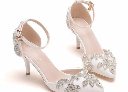 Rhinestone Stiletto Pointed Heel Women Shoes, Size:40(White)