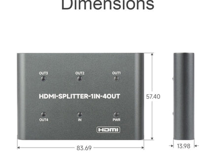 Waveshare 23738 4K HDMI Splitter, 1 In 4 Out, Share One HDMI Source, 23738