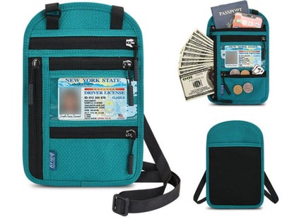 RFID Multi-Function Halter Passport Bag Certificate Protection Cover(Lake Blue)