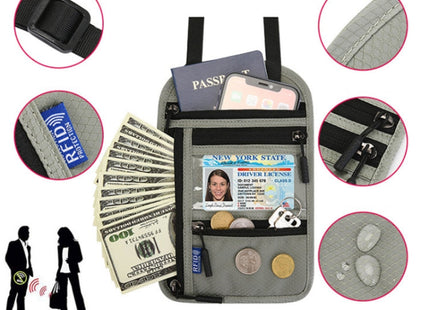 RFID Multi-Function Halter Passport Bag Certificate Protection Cover(Lake Blue)