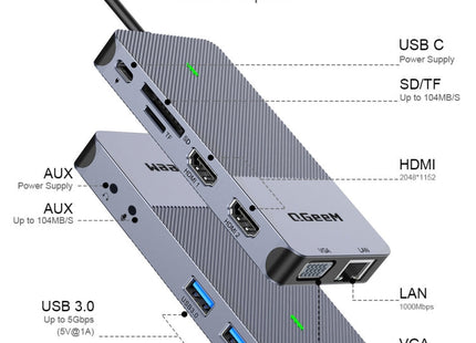 QGeeM 11 In 1 Multifunctional Type-C Extension HUB Adapter(  QG-D3908)