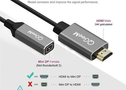 QGeeM QG-HD02 HDMI Single to Mini DP Converter(Silver Gray)
