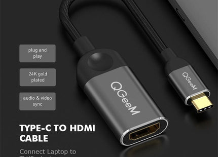 QGeeM QG-UA01 USB TYPE-C To HDMI Adapter(Silver Gray)
