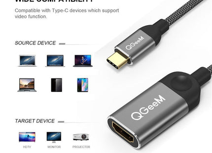 QGeeM QG-UA01 USB TYPE-C To HDMI Adapter(Silver Gray)