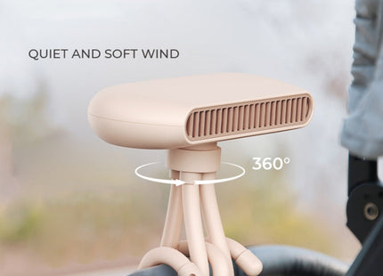 Handheld Mini USB Charging Desktop Portable Stroller Octopus Fan, White, Pink