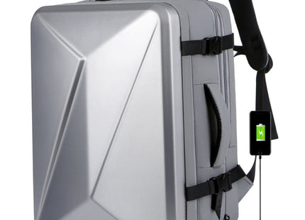 Large-capacity Waterproof Expandable Hard Shell Backpack with USB Charging Hole(162 Light Gray)