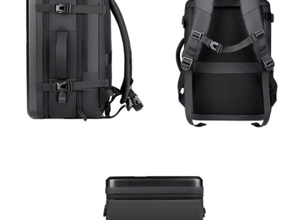 Large-capacity Waterproof Expandable Hard Shell Backpack with USB Charging Hole(162 Light Gray)