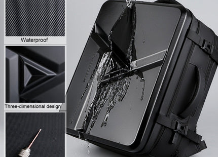 Large-capacity Waterproof Expandable Hard Shell Backpack with USB Charging Hole(162 Light Gray)
