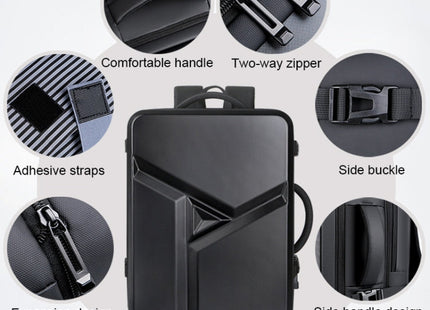 Large-capacity Waterproof Expandable Hard Shell Backpack with USB Charging Hole(161 Light Grey)