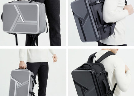Large-capacity Waterproof Expandable Hard Shell Backpack with USB Charging Hole(161 Light Grey)