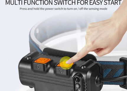 W678-2 Zoom XPG + COB Sensor Headlight Flashlight 6 Lighting Modes Rechargeable Head Lamp