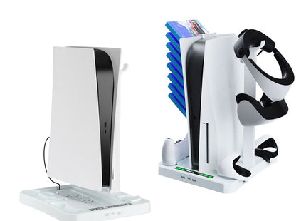 For PS5 ipaly Host Multifunctional Cooling Base VR2 Handle Charging Stand Disc Storage Rack, HBP-6478