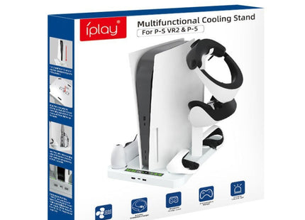For PS5 ipaly Host Multifunctional Cooling Base VR2 Handle Charging Stand Disc Storage Rack, HBP-6478