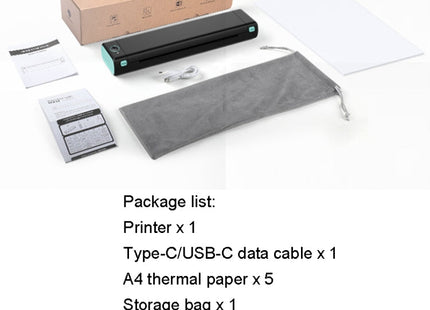 M08F Bluetooth Wireless Handheld Portable Thermal Printer(Black A4 Version)