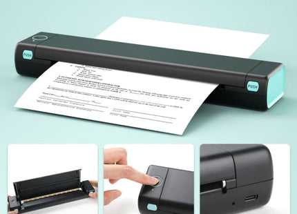 M08F Bluetooth Wireless Handheld Portable Thermal Printer(Black A4 Version)