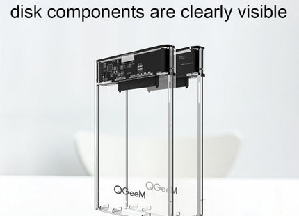 Type-C/USB-C QGeeM USB3.0 Transparent High-Speed 2.5 Inch Universal Laptop External Hard Disk Box
