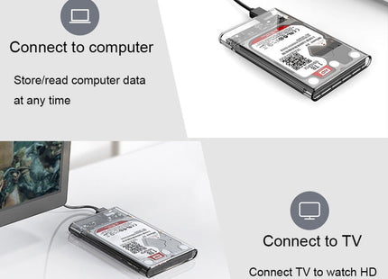 Type-C/USB-C QGeeM USB3.0 Transparent High-Speed 2.5 Inch Universal Laptop External Hard Disk Box