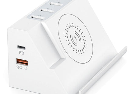 PD 20W +QC 3.0 Wireless Charging+6 Ports Multi-function Charger(EU Plug)