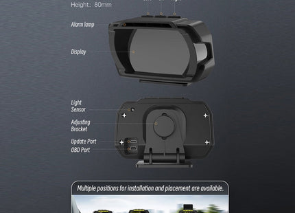 HUD Head-up Display OBD LCD Mileage Speedometer