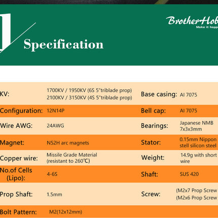 BrotherHobby TC 2004 Ultralight Motor (1700kV, 1950kV, 2100kV, 3150kV)