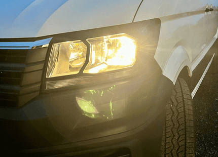 For MAN TGE Headlight Guards Hammerite Ultimate Matte Black (2018-2025) | Front Headlight Protectors | Van-X