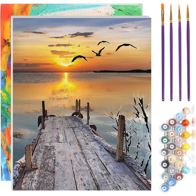 Paint By Numbers Kit DIY Canvas Painting Sunset 40x50cm Kids TONZOM