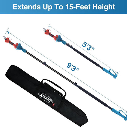 Jovant 2-in-1 Cordless Pruning Shears with 21V Pole – Electric Branch Cutter