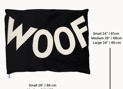 Dog Bed Big WOOF in Black Velvet