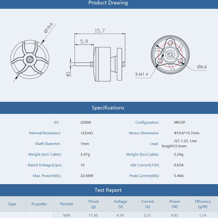 Tmotor M0803 Brushless Whoop 1S Motor