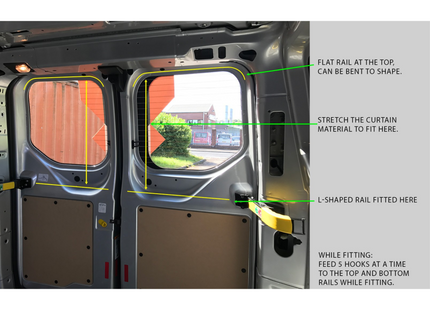 For Ford Transit Custom Premium 1 x Barndoor Window Curtains | Van-X