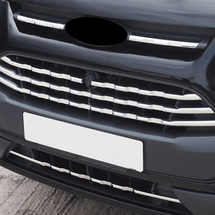 For Ford Transit Custom Shiny Chrome Front Grille Trims (7Pcs) - MK1 (2012-2018) - Ready to Fit