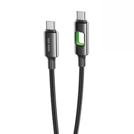 USB C to USB C 60W Aluminium Alloy Braided Black RGB Fast Data Charging Cable VD-DC12CC