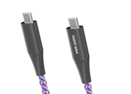 USB C to USB C 60W RGB Luminous Fast Data Charging Cable VD-DCF05